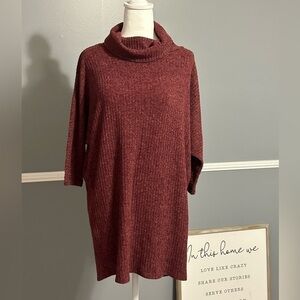 Everly Burgundy Batwing 3/4 Sleeve‎ Cowl Neck Sweater Tunic Size Medium